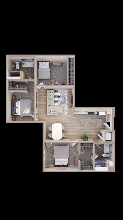 Adara at SeaTac Apartments C9 3D Floor Plan